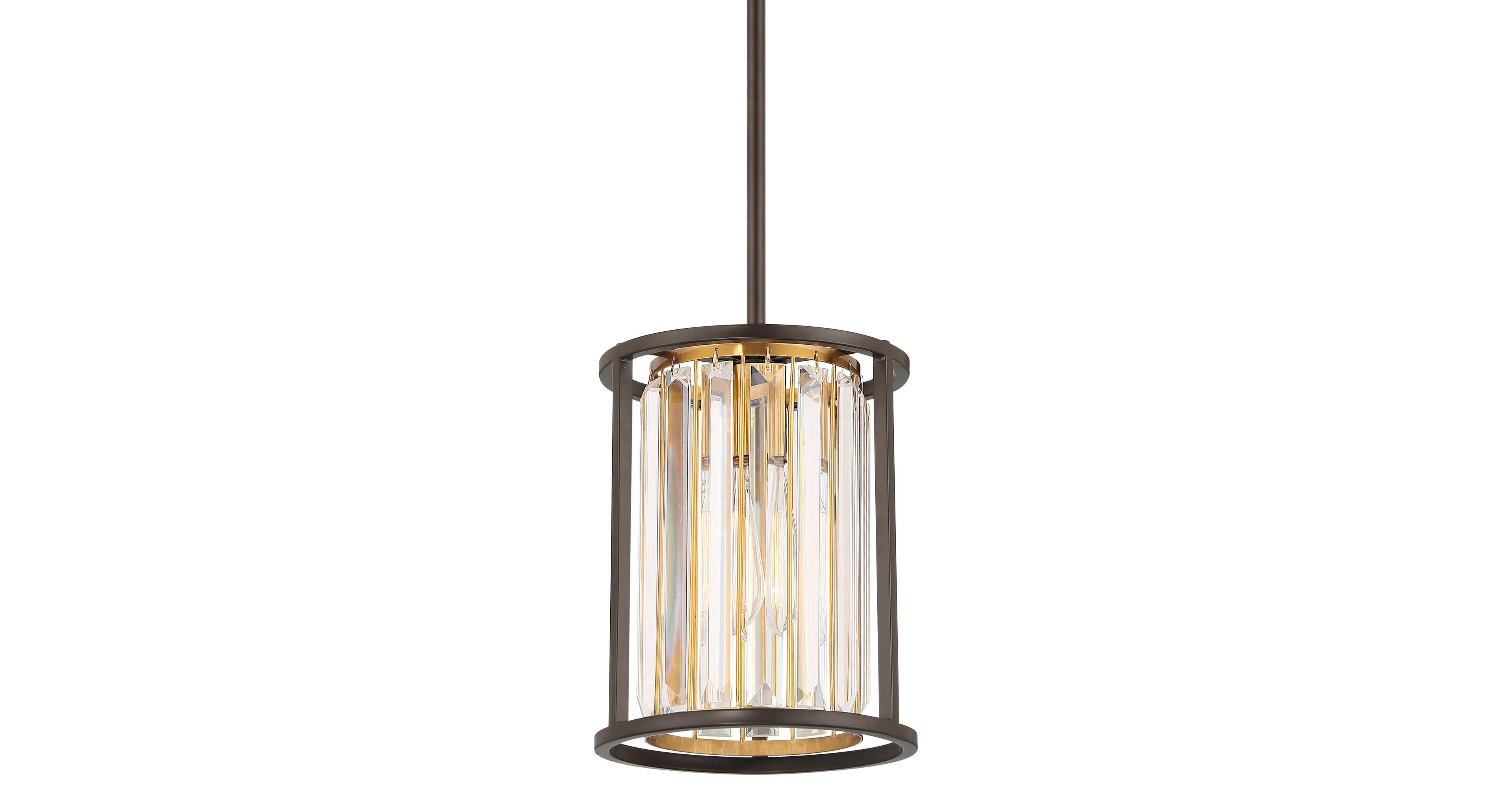 Possini Euro Design Milne Bronze Brown Gold Mini Pendant Lighting 8" Wide Modern Clear Crystal Rods Fixture for Dining Room House Bedroom Kitchen Isla