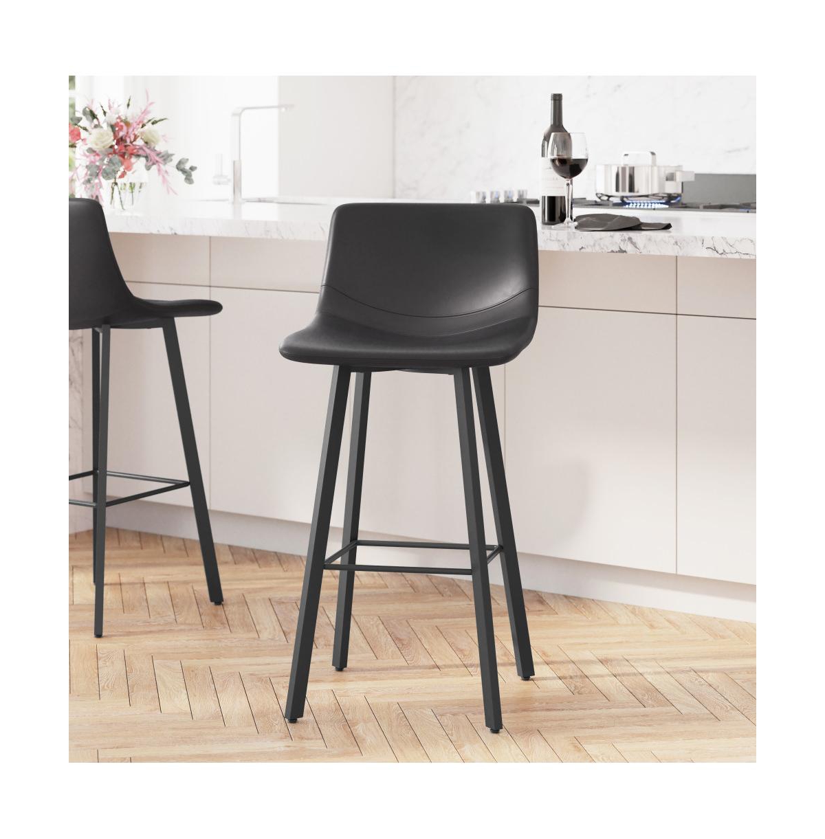 Oretha Set Of 2 Modern Upholstered Stools With Contoured
