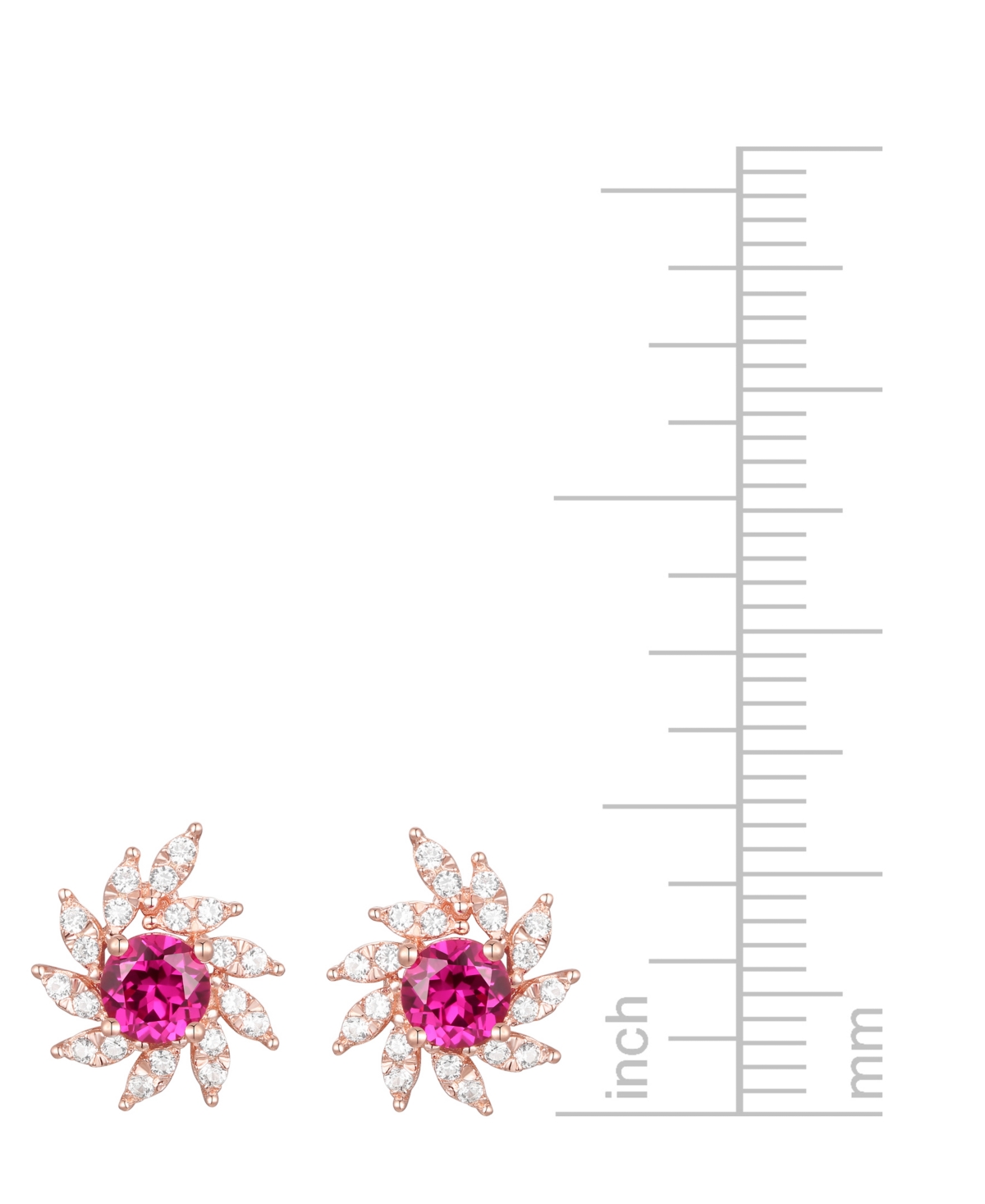 Lab-Grown(3/4 ct. t.w.) & Lab-Grown White Sapphire (1/3 ct. t.w.) Spiral Stud Earrings in 14k Rose Gold-Plated Sterling Silver - Ruby