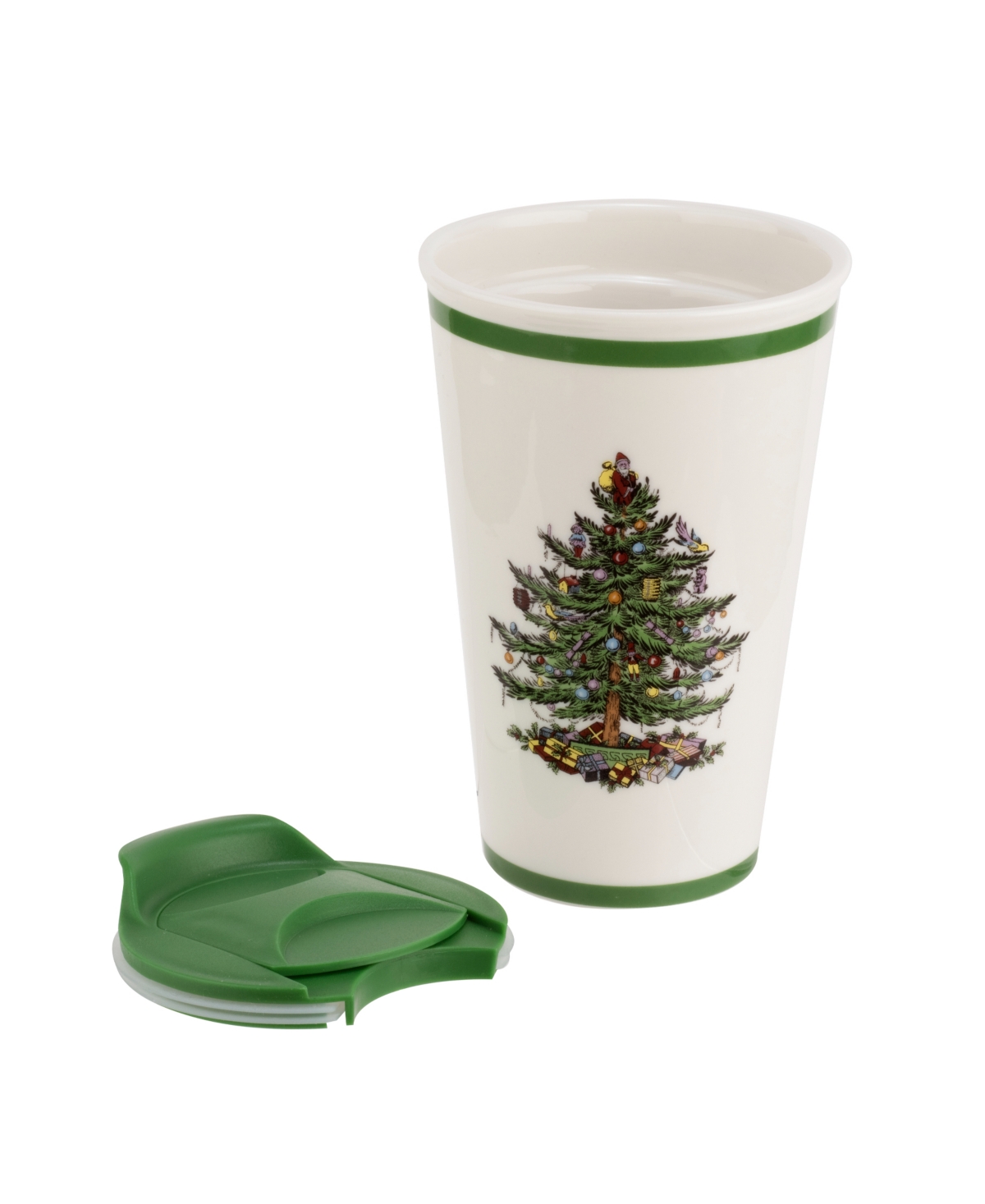 Spode Christmas Tree Travel Mug In Green,multi