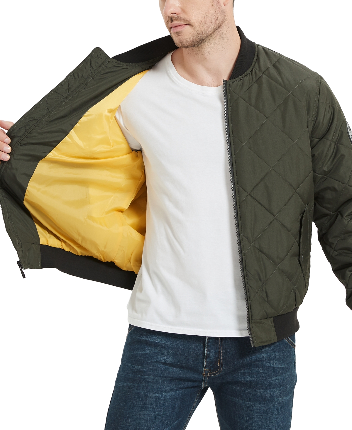 Hawke & Co. Men's Diamond Quilted Bomber Jacket - Loden | Smart Closet