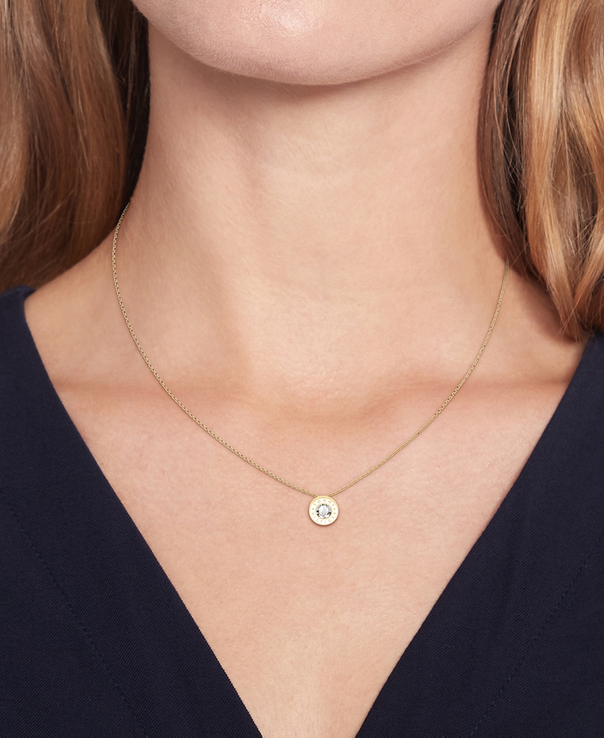 Shop Tommy Hilfiger Gold-tone White Stone Pendant Necklace, 18" + 2" Extender