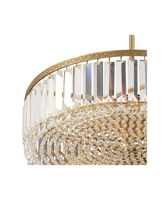 Soft Gold Drum Pendant Chandelier 20 1/4" Wide Modern Clear Crystal 5-Light Fixture for Dining Room House Foyer Entryway