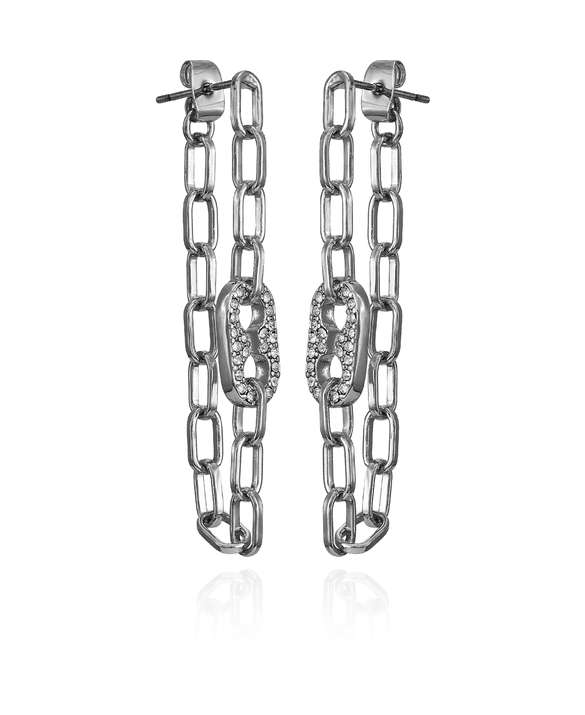 Vince Camuto Silver-tone Cable Chain Link Dangle Drop Earrings