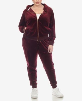 Plus Size Velour Tracksuit Loungewear 2pc Set