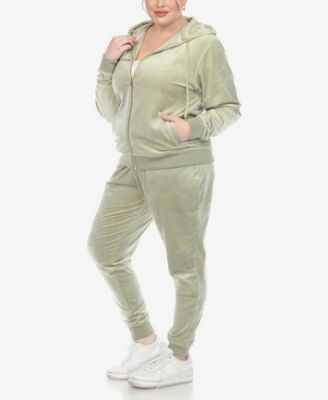 Plus Size Velour Tracksuit Loungewear 2-Piece Set