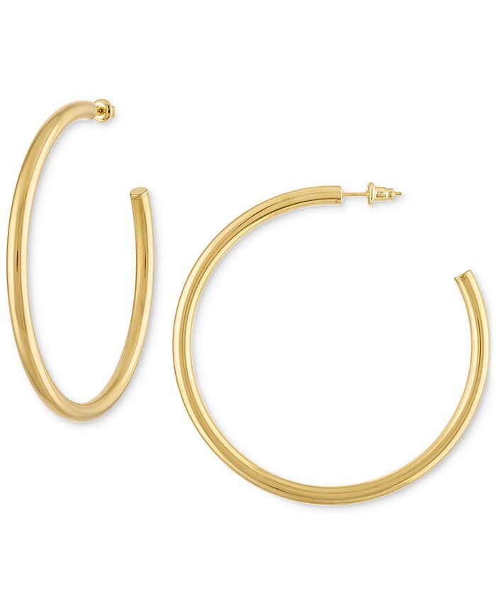 Large Anti-Tarnish Open Hoop Earrings - Gold Plated