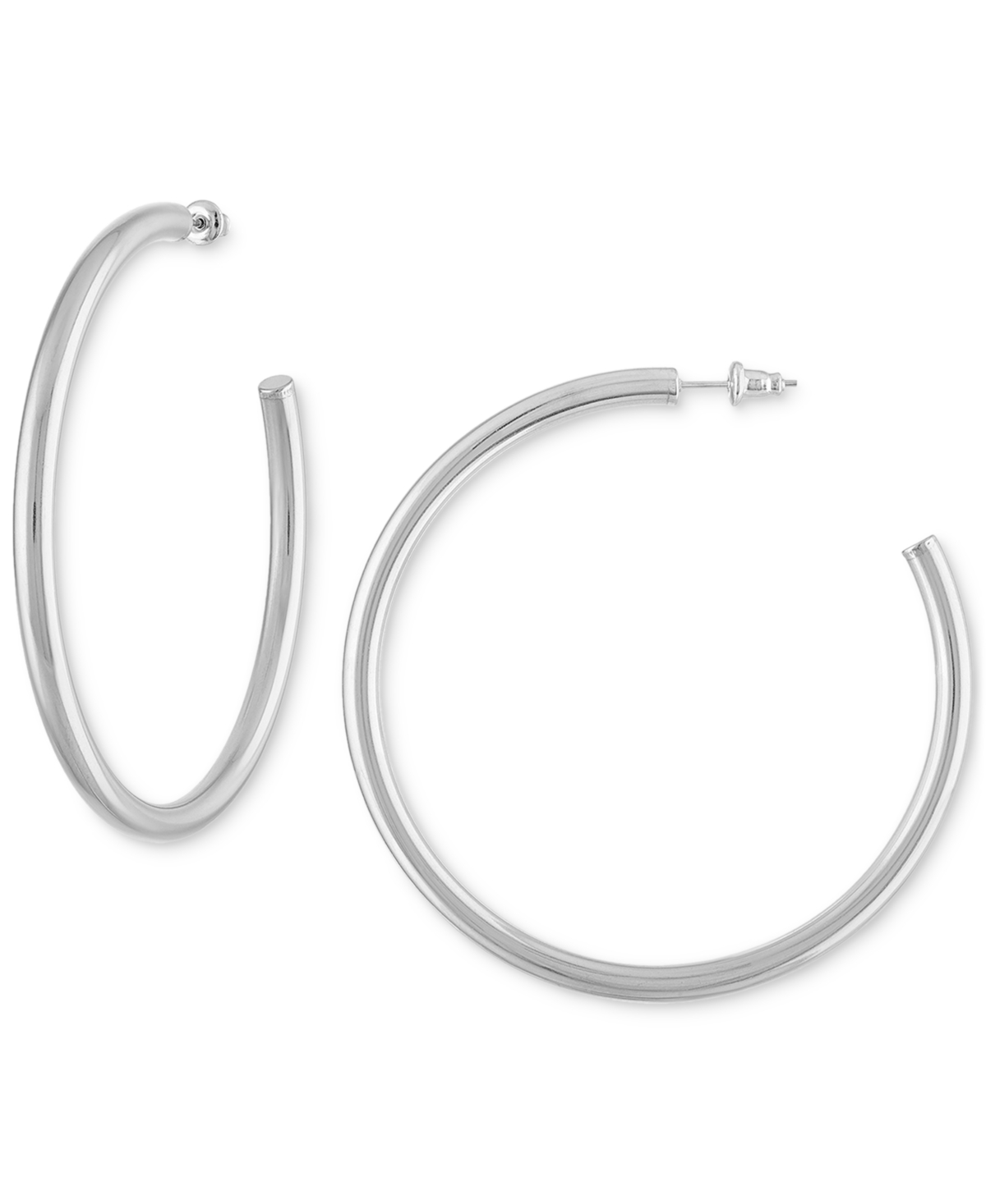 Large Anti-Tarnish Open Hoop Earrings - Silver