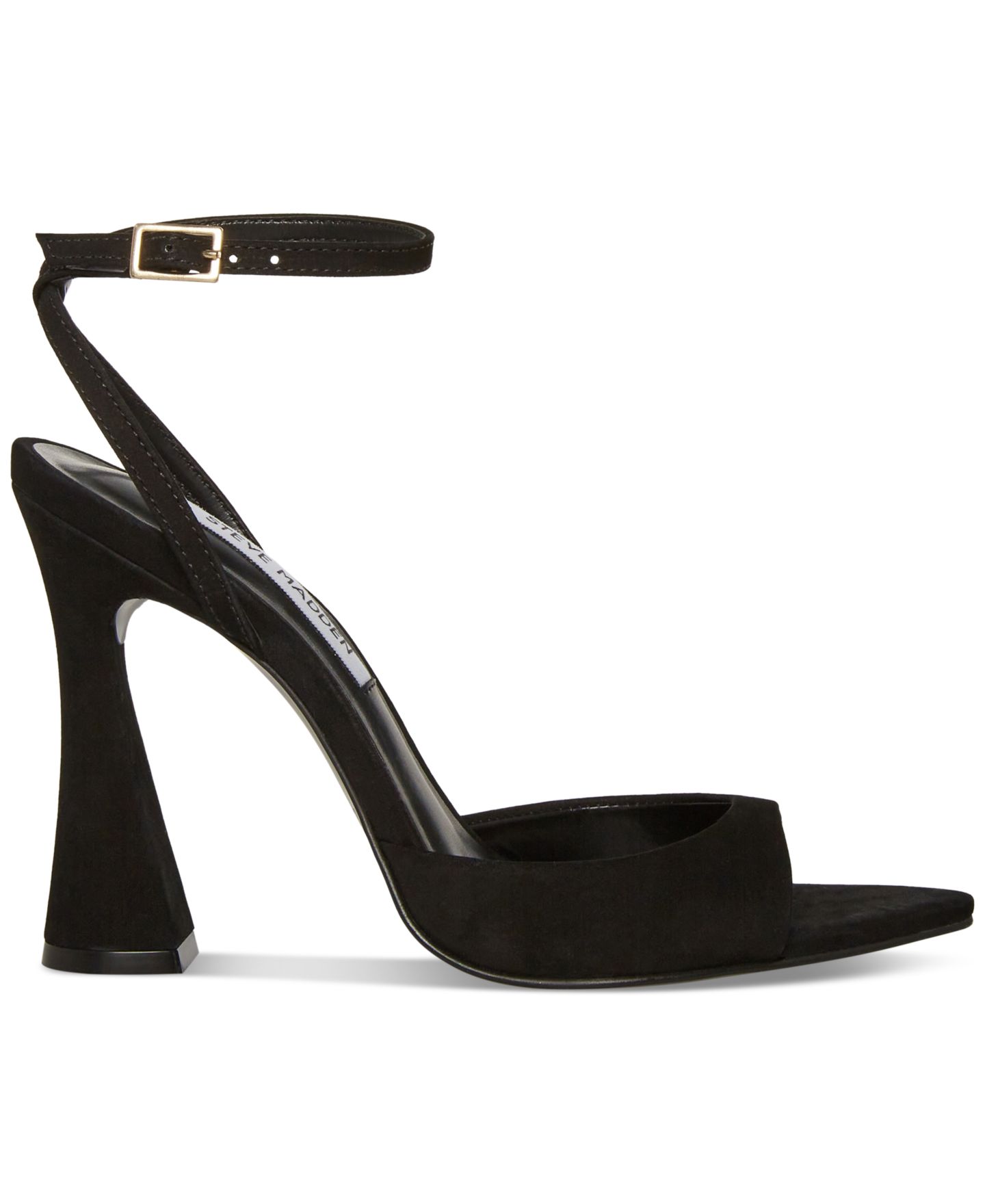 Женские сандалии Steve Madden Beki Two-Piece Flare-Heel, цвет: Чёрный нубуковый — фото 2