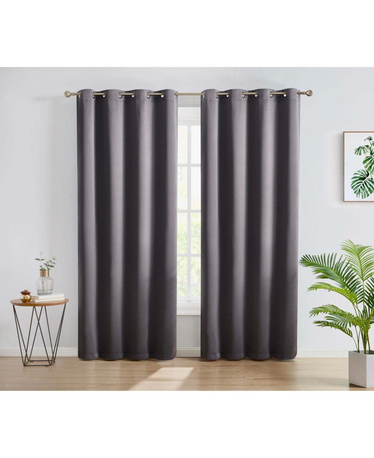 Oxford Blackout Curtains for Bedroom, Noise Reduction Thermal Insulated Window Curtain Grommet Panels, Set of 2 - Charcoal grey