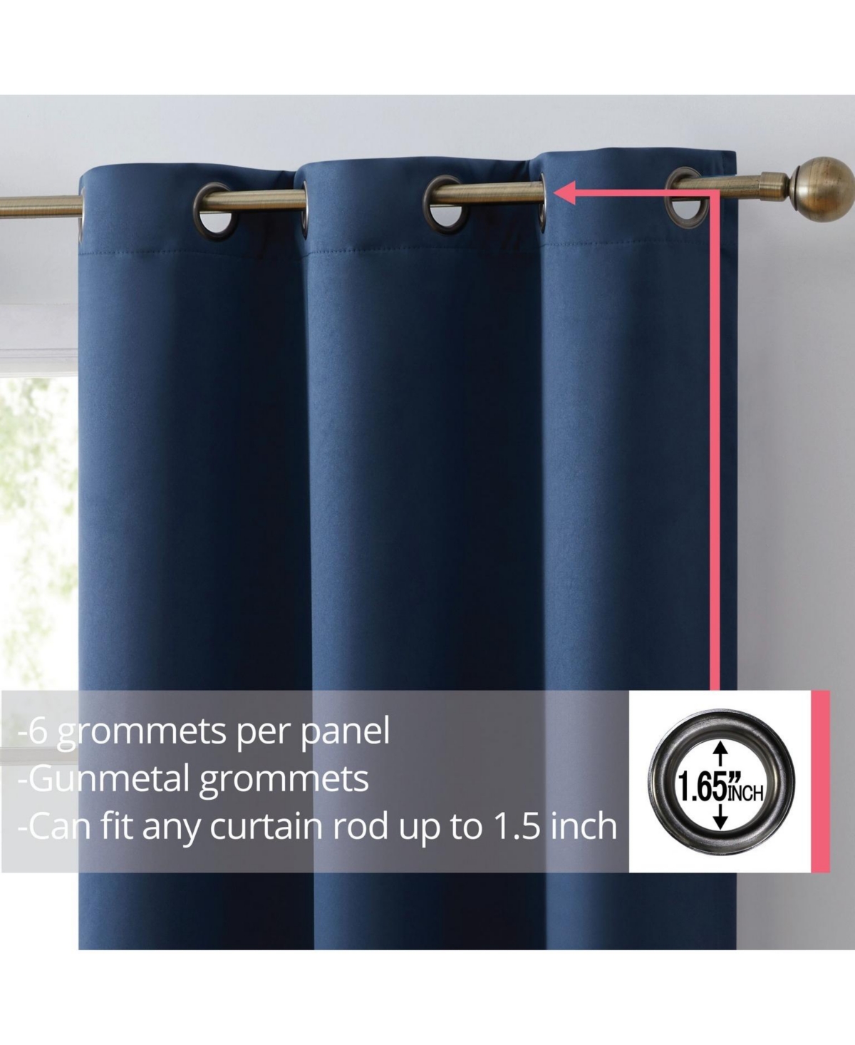 Hlc.me Laurance Full Shaded Blackout Curtains - Thermal Insulation Light Blocking Home Theater Grommet Window Drapery Basement Curtains, Set of 2 - Mi