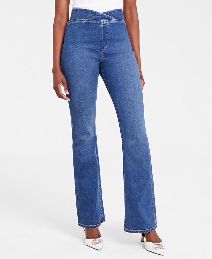 I.N.C. International Concepts Women\'s High Rise Asymmetrical-Waist Bootcut  Jeans, Created for Macy\'s - Macy\'s