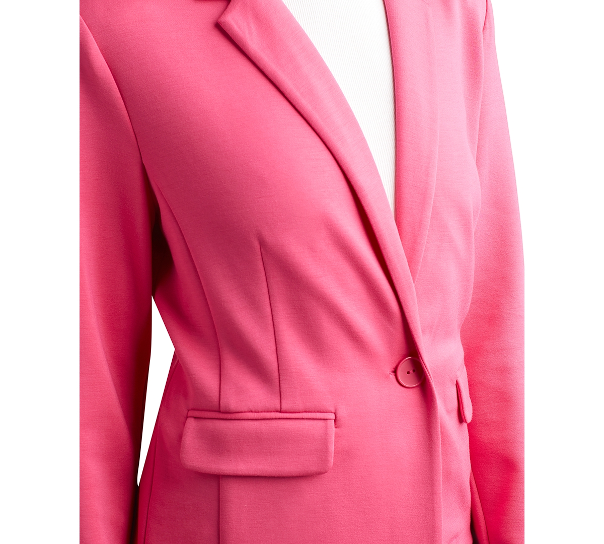 Shop Bcx Juniors' One-button Peak-lapel Scuba Blazer In Pink