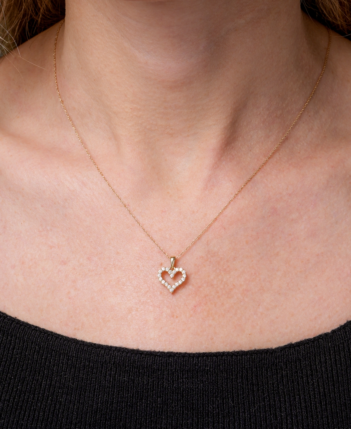 Diamond Open Heart Pendant Necklace (1/4 ct. t.w.) in 14k White or 18