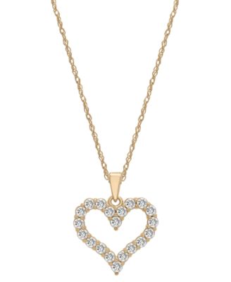 Macy's - Diamond Open Heart Pendant Necklace (1/2 ct. t.w.) in 14k Gold, 18" + 2" extender