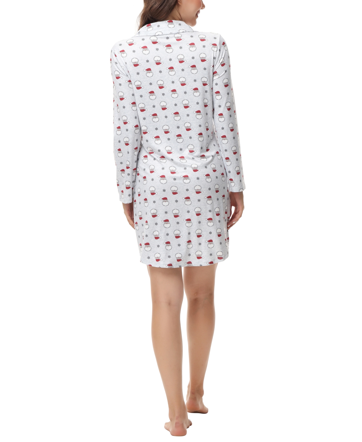 Ink+Ivy Women's Long Sleeve Notch Collar Sleepshirt Nightgown