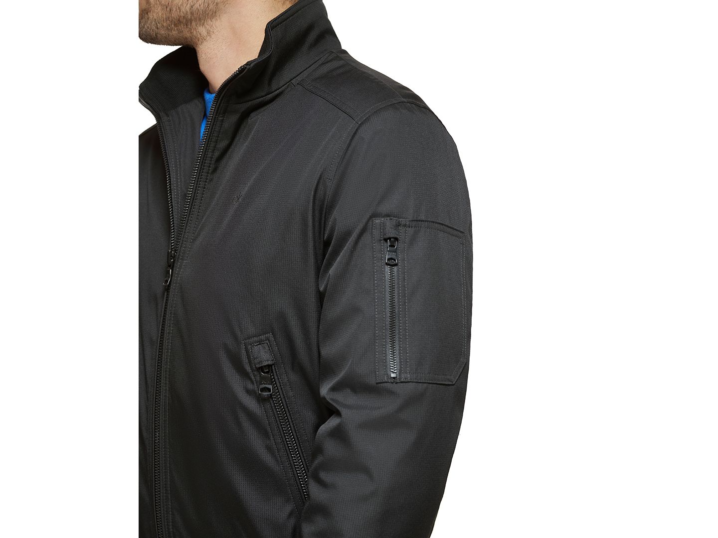Мужская куртка Calvin Klein Classic Zip-Front Ripstop Bomber, цвет: Чёрный — фото 4