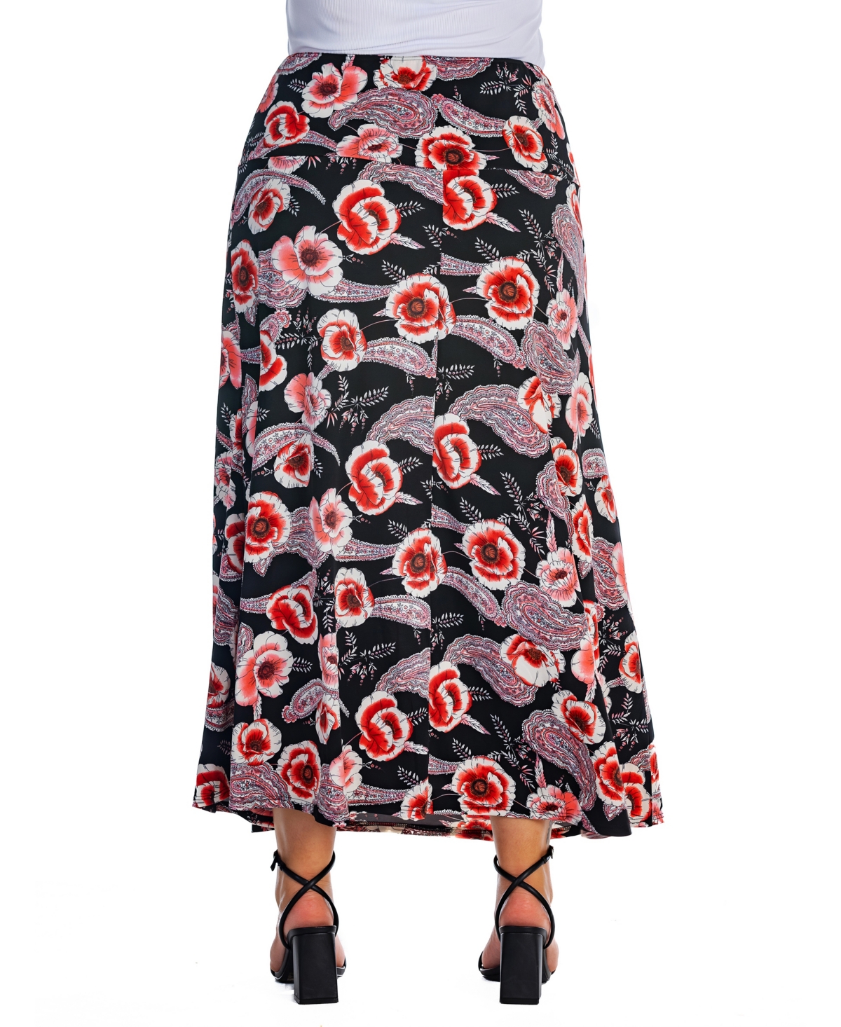 24seven Comfort Apparel Plus Size Floral Maxi Skirt