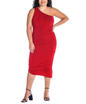 Plus Size One Shoulder Ruched Bodycon Dress