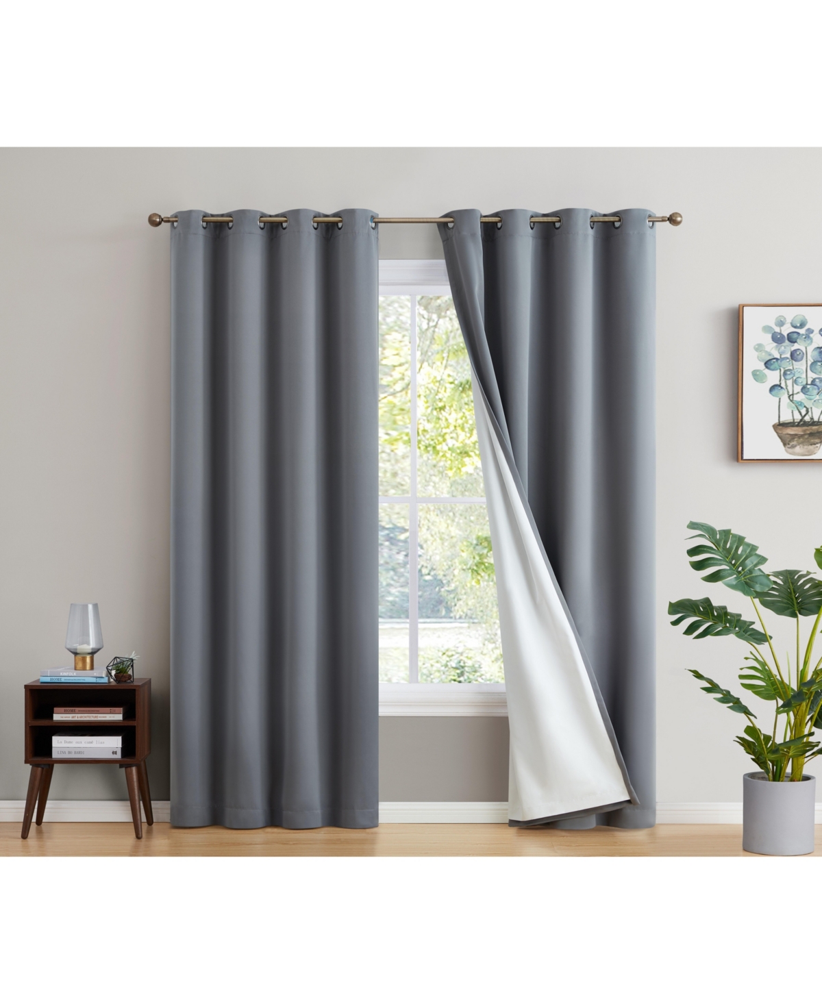 Dakota 100% Complete Blackout Lined Drapery with Double Layer Thermal Insulated Energy Efficient Window Curtain Grommet Panels for Bedroom & Li
