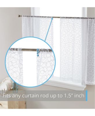 Audrey Embroidered Sheer Voile Window Curtain Short Rod Pocket Tiers for Kitchen, Bedroom, Small Windows and Bathroom