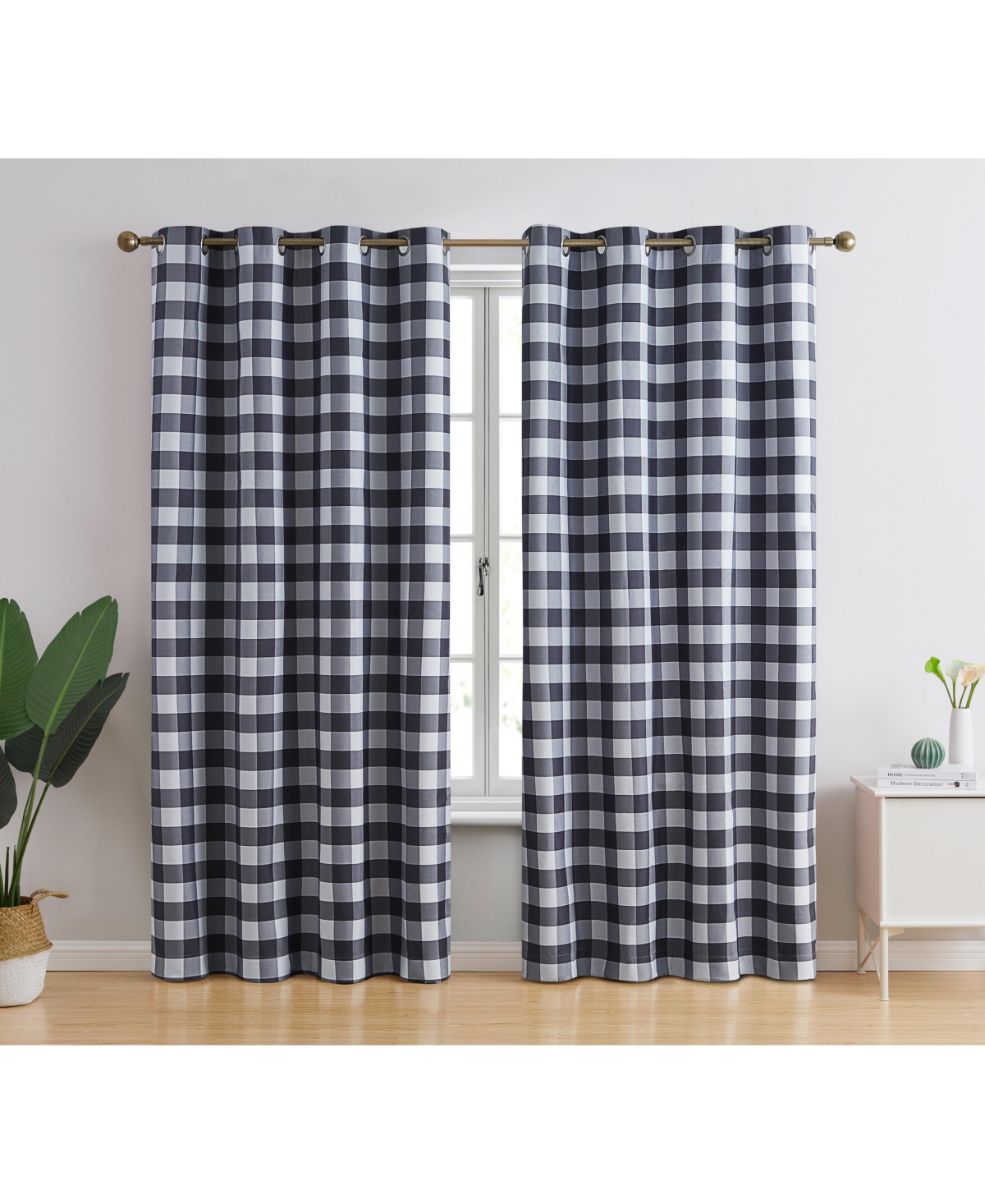 Andersen Buffalo Check Plaid 100% Blackout Thermal Insulated Energy Savings Heat/Cold Blocking Grommet Curtain Drapery Panels for Bedroom & Liv