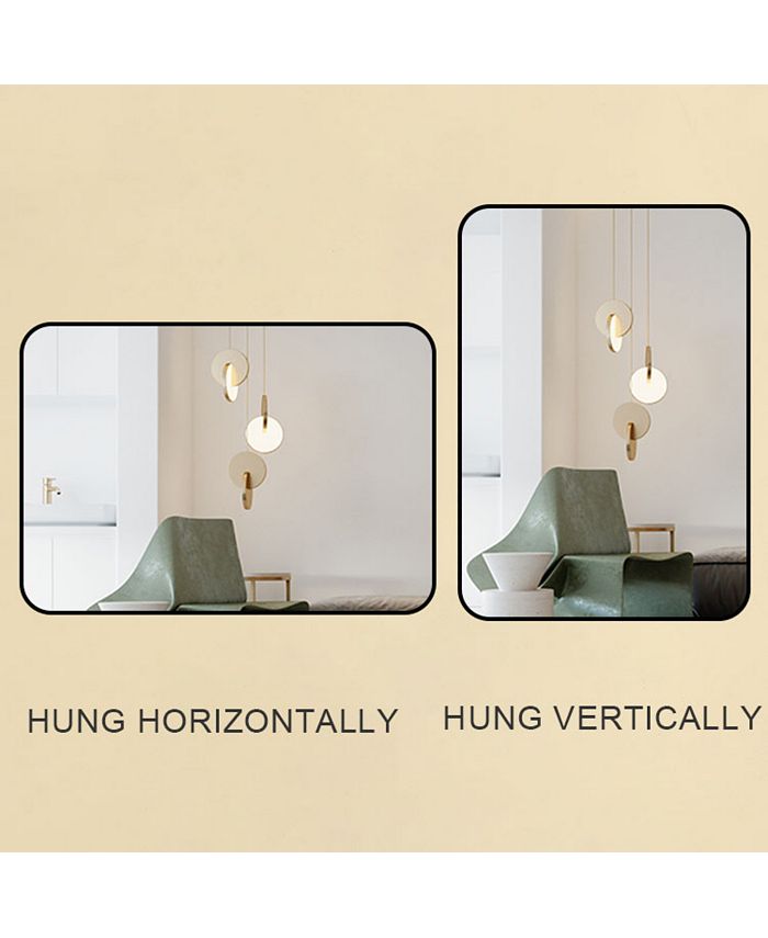 Simplie Fun 32 x 24 Inch Black Bathroom Mirror for Wall Vanity Mirror