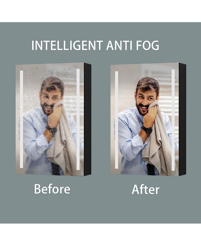 Simplie Fun 40x30 Inch LED Bathroom Medicine Surface Mount Double Door Lighted Medicine