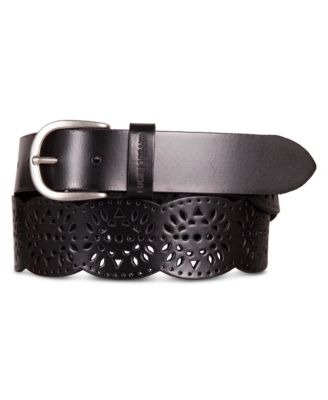 Women's Perforated Scalloped Edge Leather Belt