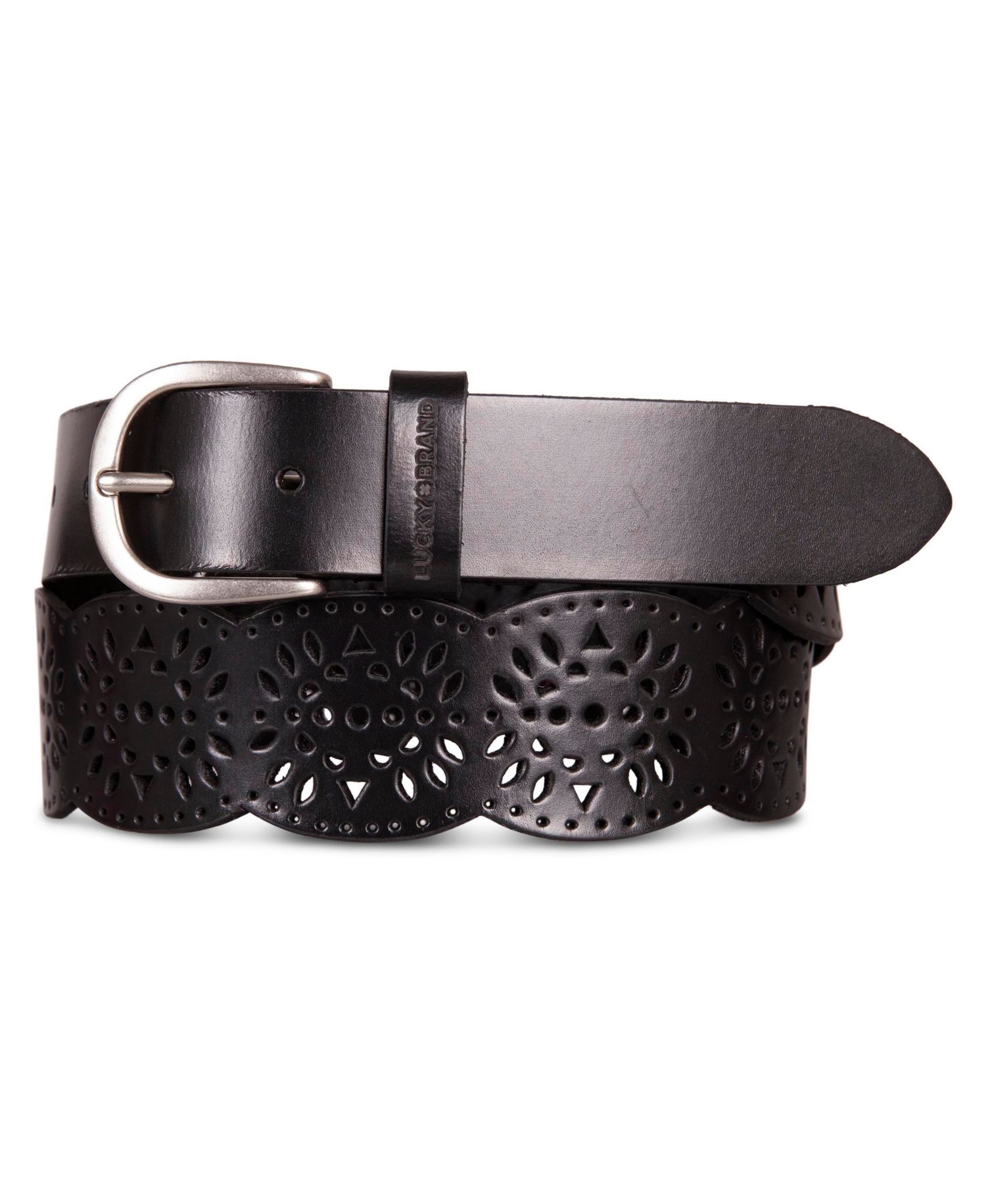 Women's Perforated Scalloped Edge Leather Belt