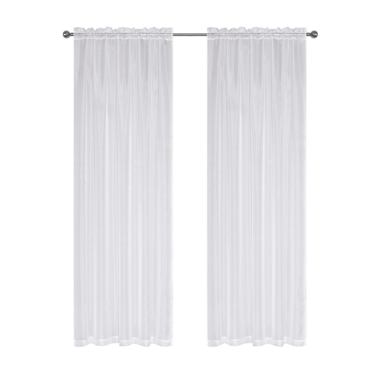 Kate Aurora Montauk Accents Ultra Lux 2 Piece Rod Pocket White Sheer Voile Window Curtain Panels