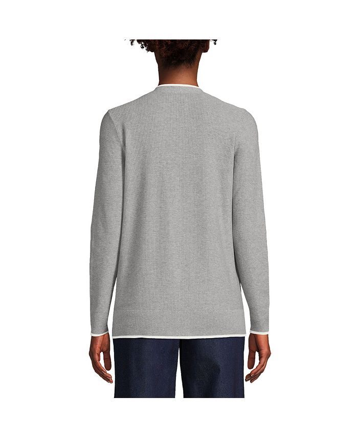 Lands' End Women's Fine Gauge Cotton Cardigan and Tank Sweater Set Macy's