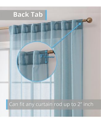 Lauren Semi Sheer Light Filtering Transparent Pocket Top & Back Tab Lightweight Window Curtains Drapery Panels Bedroom & Living Room, 2 Panels