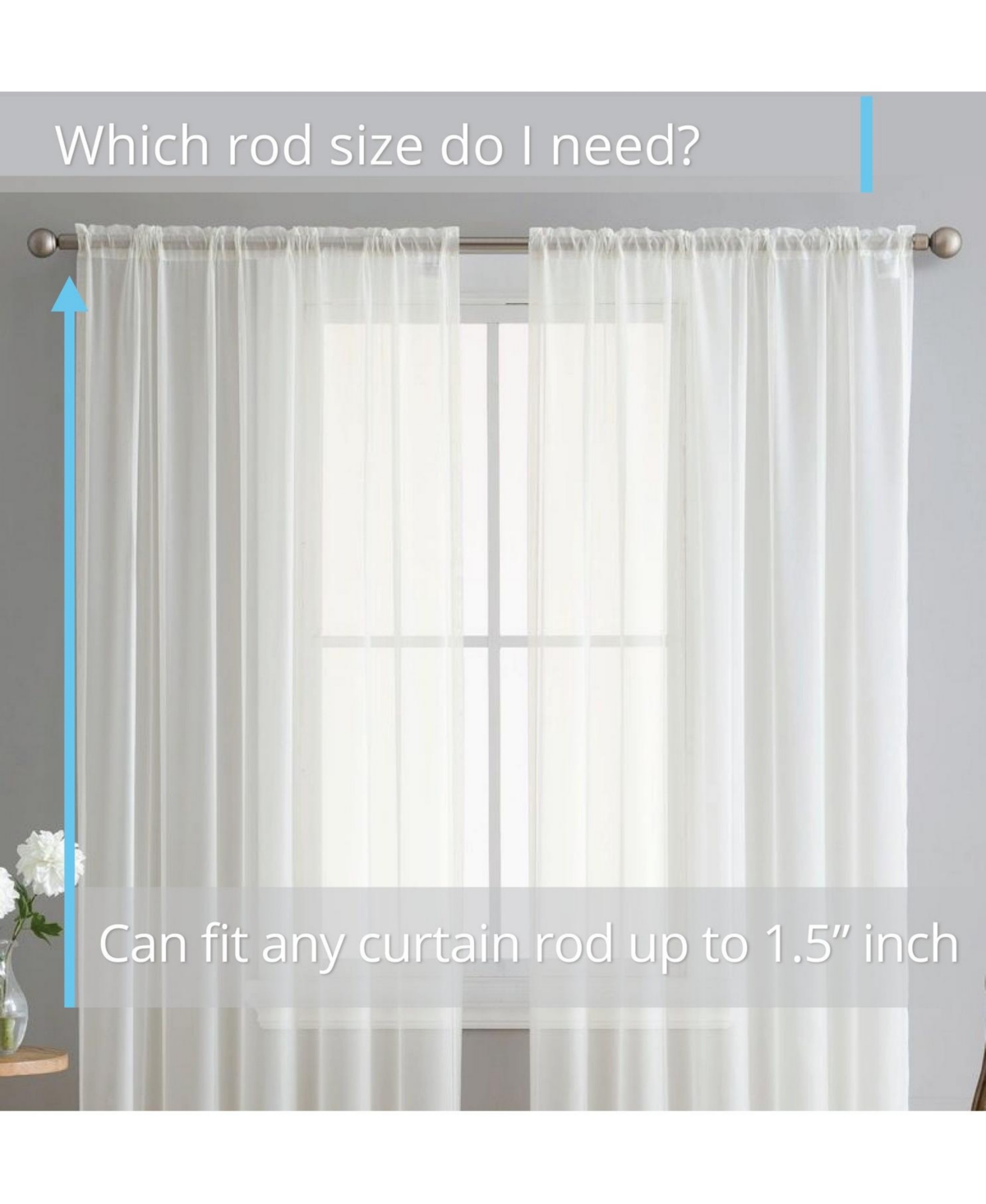 Hlc.me 2 Pack Sheer Voile Window Curtain Sheer Panels