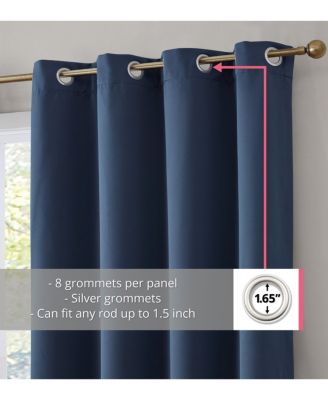 Dakota 100% Complete Blackout Lined Drapery with Double Layer Thermal Insulated Energy Efficient Window Curtain Grommet Panels for Bedroom & Living Room, 2 Panels
