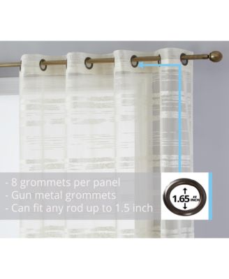 Broadway Stripe Decorative Semi Sheer Light Filtering Grommet Window Treatment Curtain Drapery Panels for Bedroom & Living Room - Set of 2 Panels