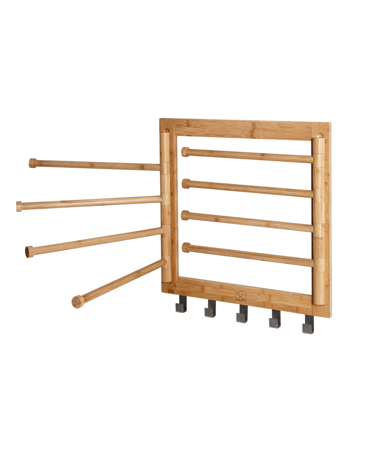 Wall-Mounted Bamboo Swivel-Arm Clothes Drying Rack - Natural