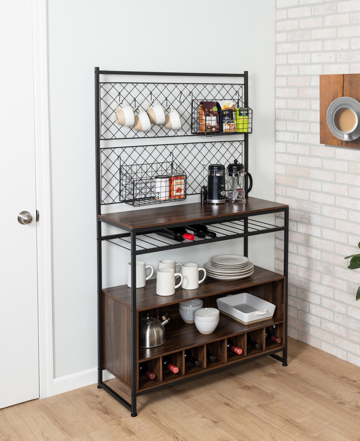 Shop Honey Can Do Multi-purpose Kitchen Bakers Rack With Wine Storage In Black
