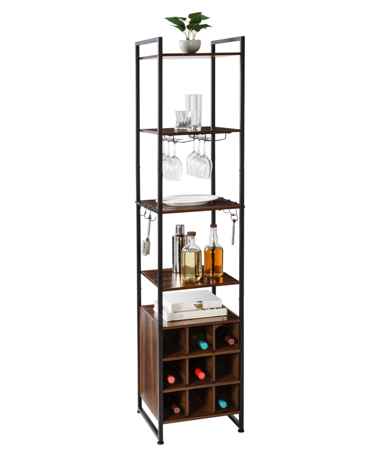 Honey Can Do Free-standing Wine Bar Storage Tower In Black