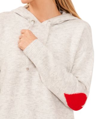 Women's Valentine's Crewneck Elbow Hearts Long-Sleeve Hoodie Sweater