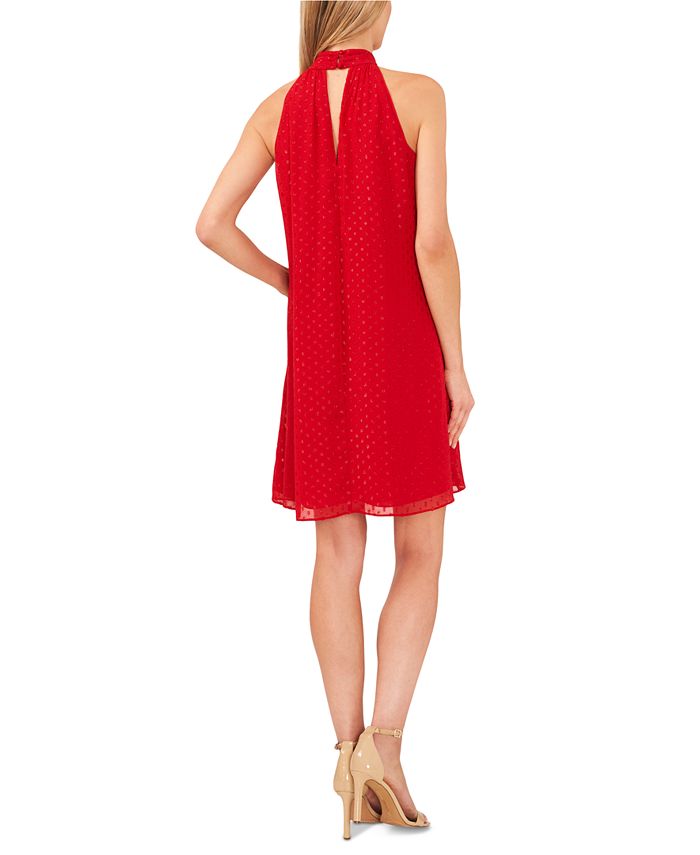 Cece Halter Neck Sleeveless Evening Dress in White with Scarf