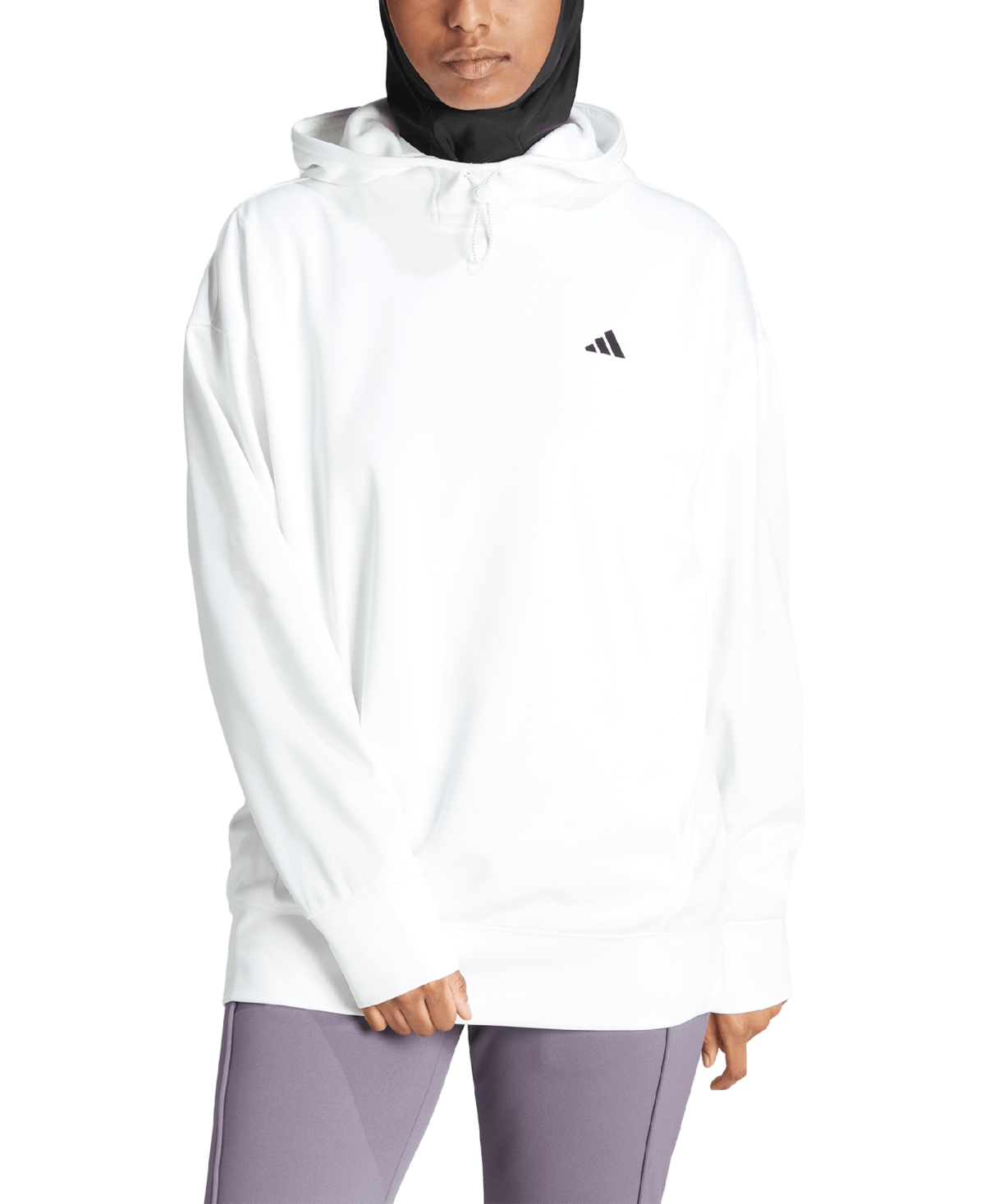 Adidas Originals Women's Aeroready Game & Go Dropped-shoulder Side-pocket Hoodie In White,black