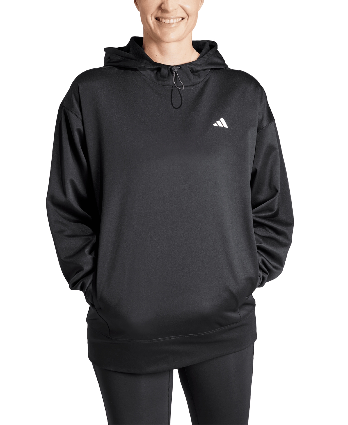 Adidas Originals Women's Aeroready Game & Go Dropped-shoulder Side-pocket Hoodie In Black,white