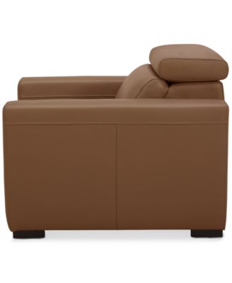 Nevio 39" Leather Power Recliner and Headrest, Created For Macy's