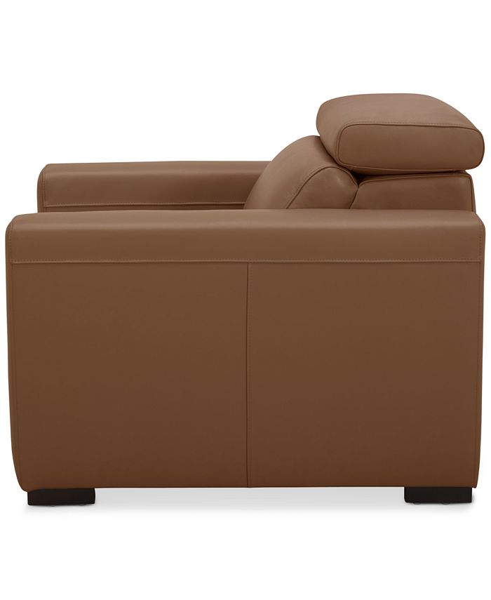 Furniture Nevio 39" Leather Power Recliner and Headrest, Created For