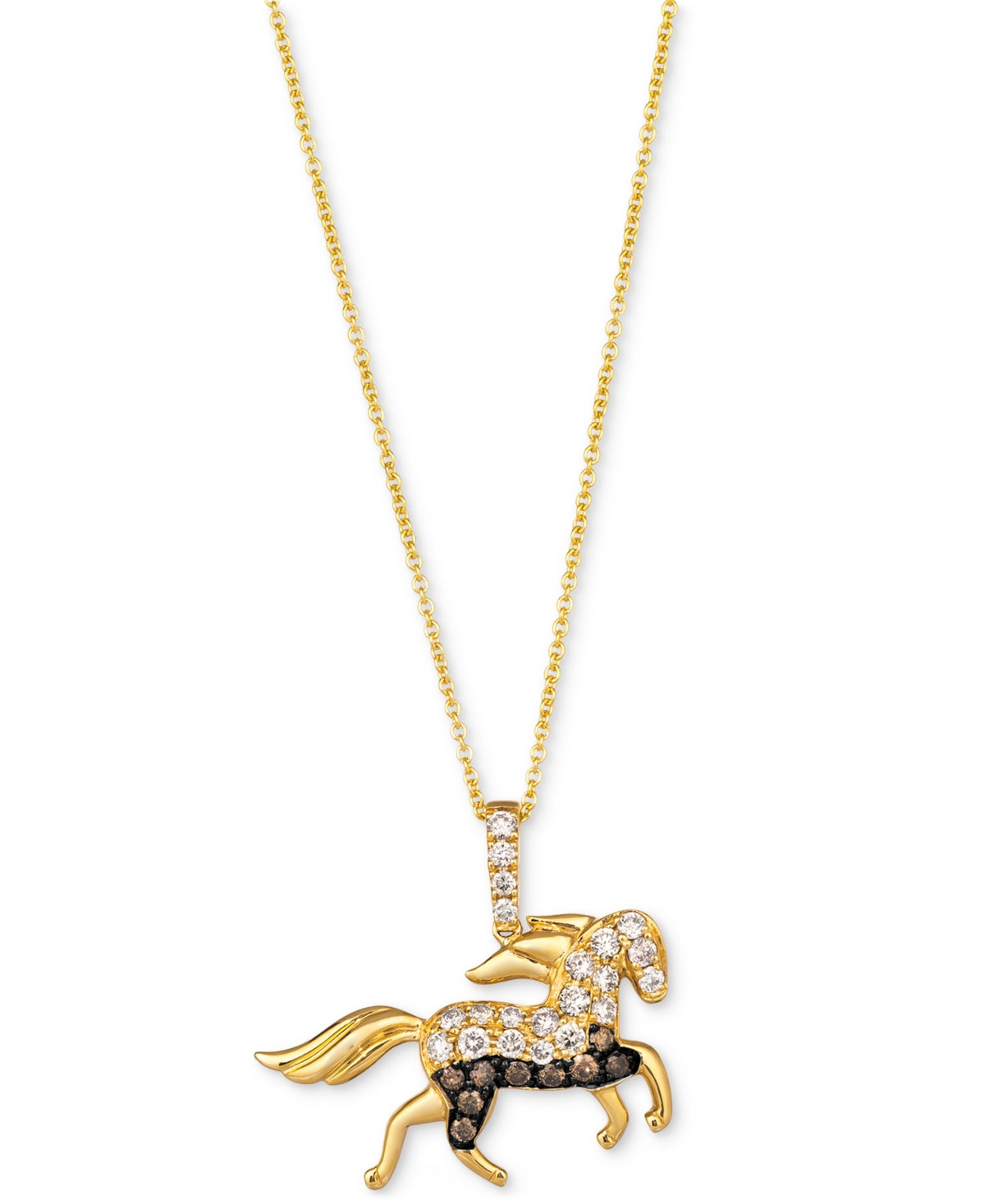 Le Vian Chocolate Diamond & Nude Diamond Horse 20" Adjustable Pendant Necklace (1/2 Ct. T.w.) In 14k Gold In K Honey Gold Pendant