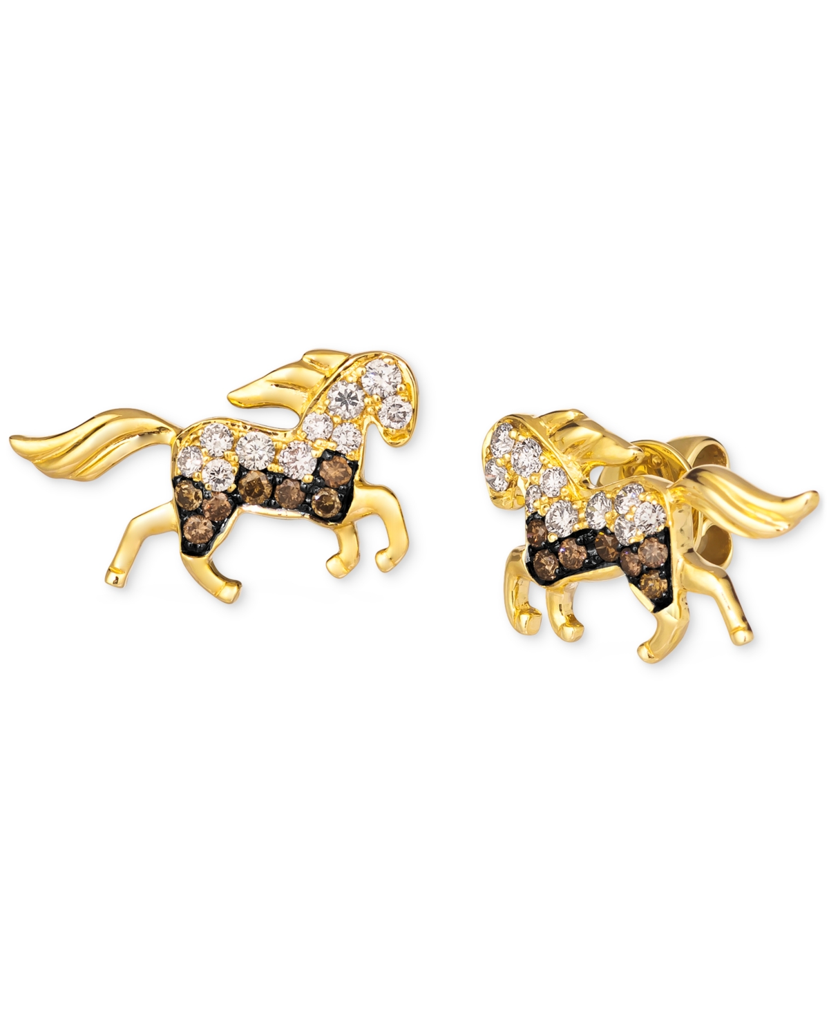 Le Vian Chocolate Diamond & Nude Diamond Horse Stud Earrings (1/2 Ct. T.w.) In 14k Gold In K Honey Gold Earrings