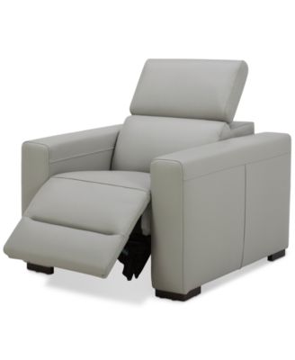 Nevio 39" Leather Power Recliner and Headrest, Created For Macy's