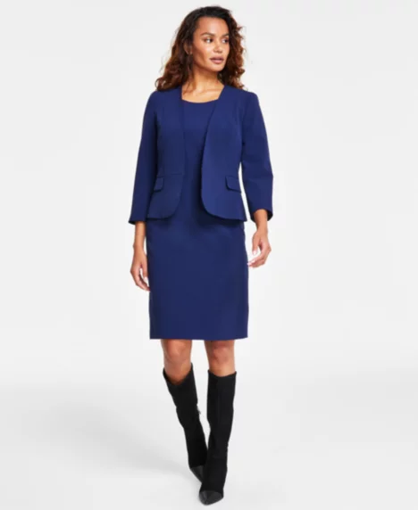 Collarless Dress Suit Set, Regular & Petite - Bright Navy