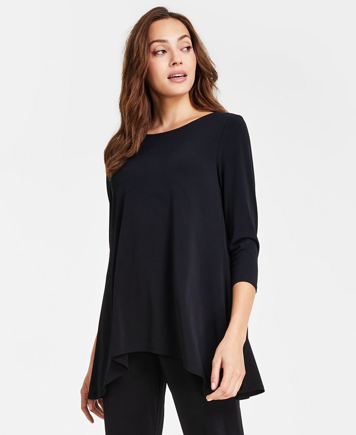 JM Collection Petite Shine Knit Swing Top, Created for Macy's - Macy's